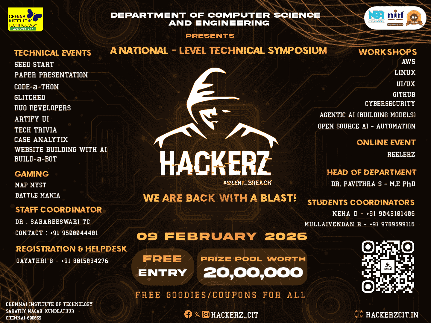 HACKERZ'26 National Level Technical Symposium Poster 